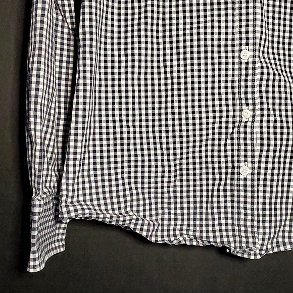 J. Crew Ladies Cotton Blend Navy/White Gingham Button Up Dress Shirt - Size XS - Picture 4 of 12